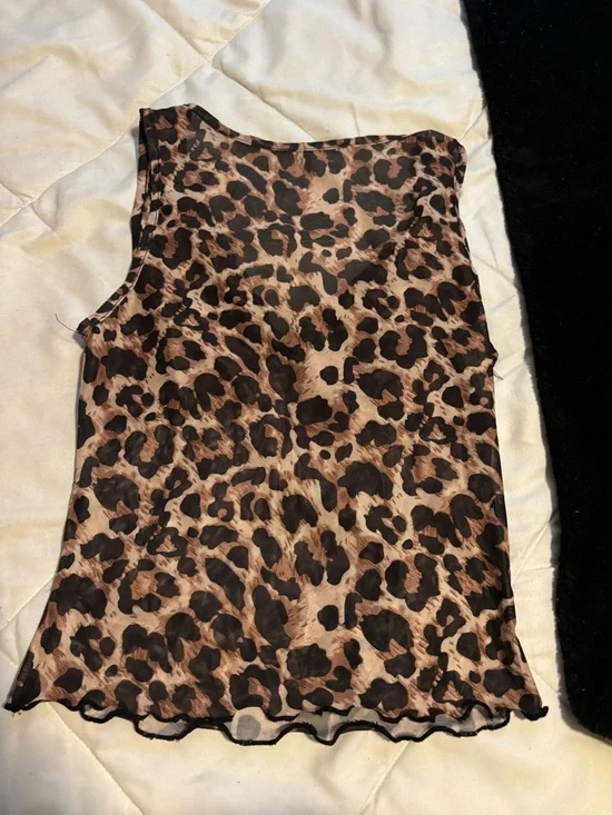 SHEIN Leopard Print Lace-Trim Sleep Cami - Brown & Black - Picture 2 of 2